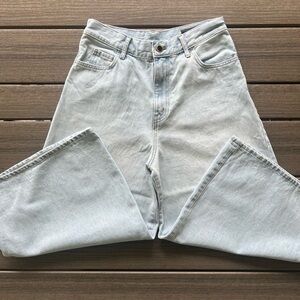 Zara High Rise Denim Culottes Light Wash Cropped Wide Leg Jeans Size 6